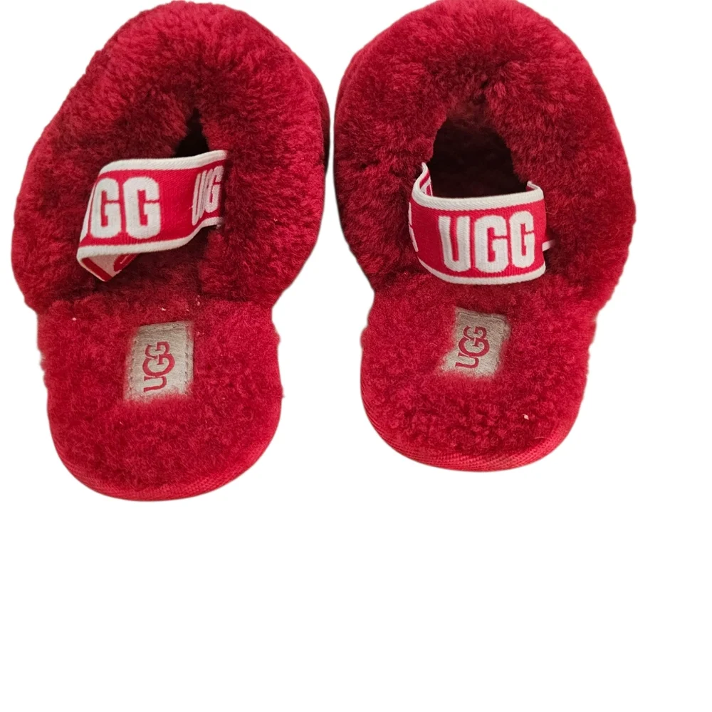 Ugg Fluff Yea Little Girls Slide Slippers Sandal Red Toddler‎ 8